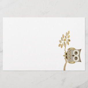 Wide Eyes Owl in Tree Stationery