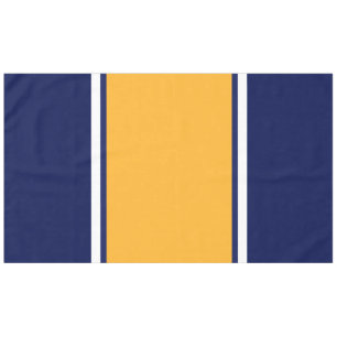 Wide Golden Yellow White Racing Stripes On Navy Tablecloth