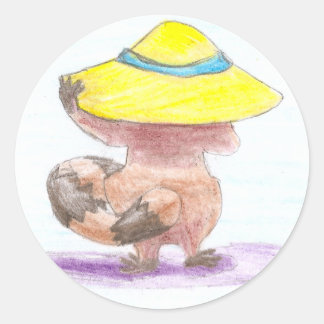 Wide Hat Raccoon Classic Round Sticker