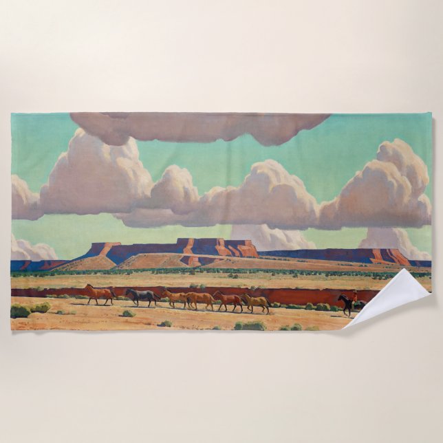 Wide Lands of the Navajo by Maynard Dixon  Beach Towel (Front)