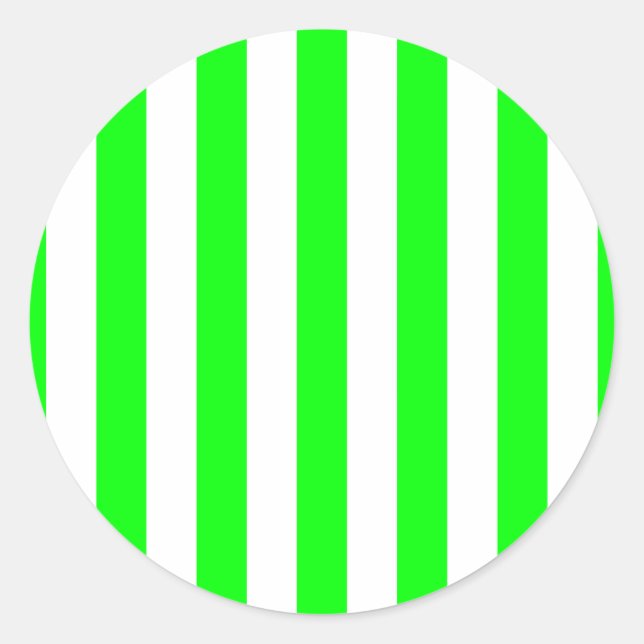 Wide Lime Stripes Classic Round Sticker (Front)