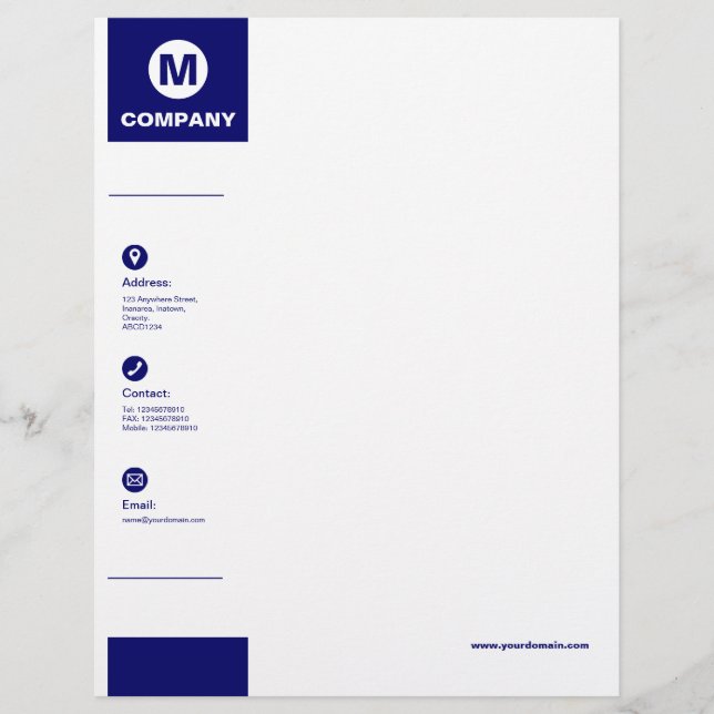 Wide Margin - Dark Blue Letterhead (Front)