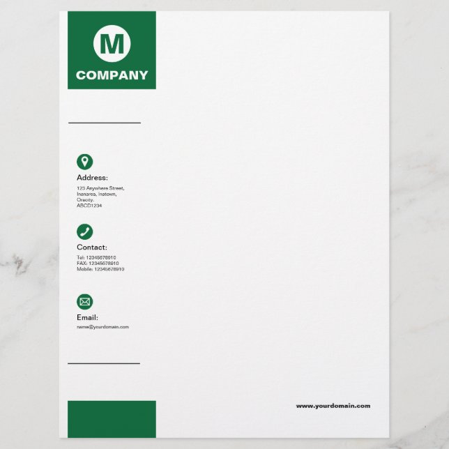 Wide Margin - Forest Green Letterhead (Front)