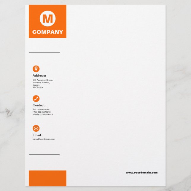 Wide Margin - Orange Letterhead (Front)
