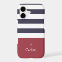 Wide Navy Blue Horizontal Stripes Red Name Daisy
