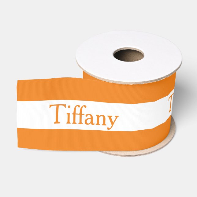 Wide Orange and White Personalize Grosgrain Ribbon (Spool)