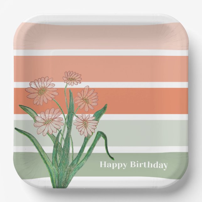 Wide Pastel Stripe Modern Paper Plate (Front)