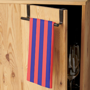 Wide Red And Blue Stripes Kitchen Towel