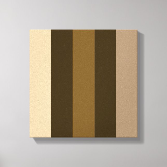 Wide Retro Color Vertical Stripes Cream/Browns Canvas Print (Front)