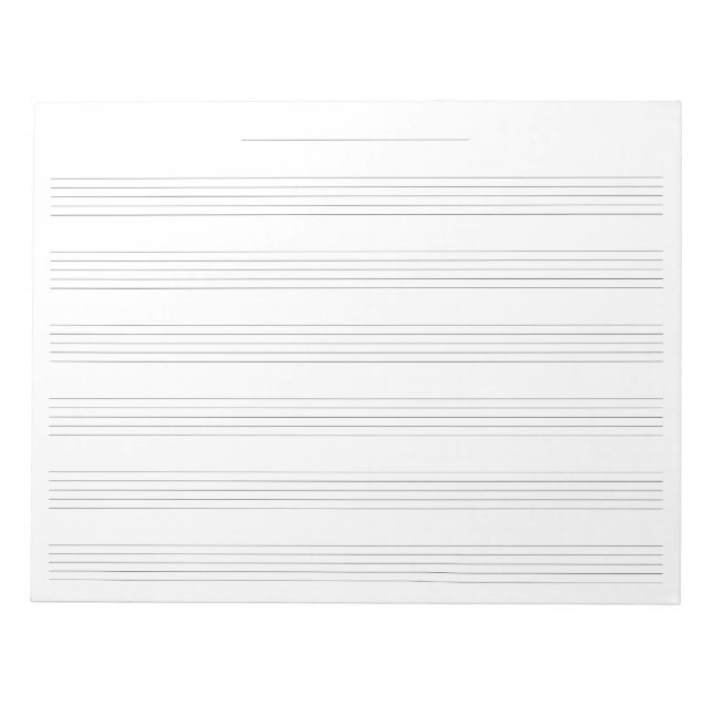 Wide Rule Music Manuscript Paper for Kids Notepad (Front)