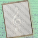 Wide Ruled Gold Music Treble Clef Sepia 8.5 x 11 Notepad<br><div class="desc">Wide Ruled Notepad - Standard Letter Size Pages - 8.5" X 11"  Lined with Black Wide Rule Lines on Each Page for Easy Writing - One Sided Notebook Paper with a muted gold Musical Treble Clef on a sepia coloured background.</div>