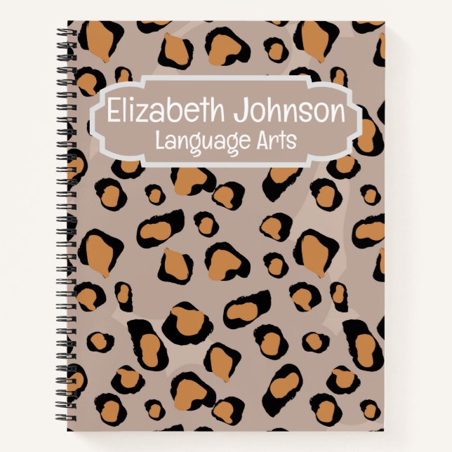 Wide Ruled Leopard Print Spiral Notebook (Front)