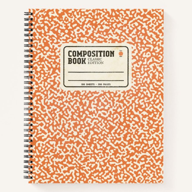 Wide Ruled Orange Composition Notebook (Front)