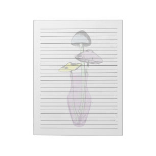 Wide Ruled Paper - Pastel Mushrooms in Vase Boho Notepad