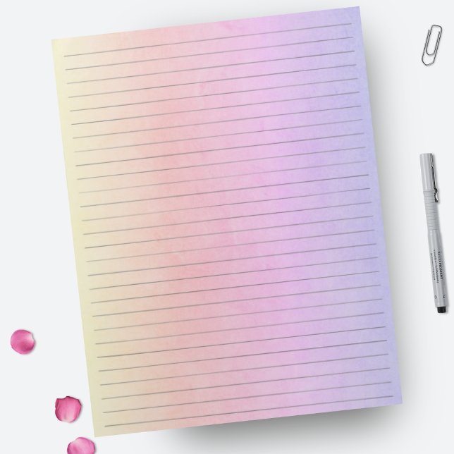 Wide Ruled Paper - Watercolor Yellow Pink Purple Notepad (Creator Uploaded)