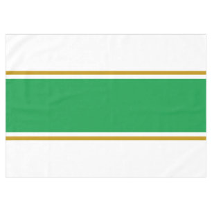 Wide Sea Green Brown Racing Stripes On White Tablecloth