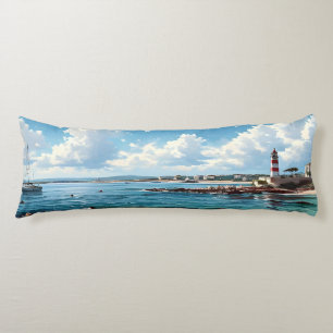 Wide Seascape Mediterranean Bay Body Pillow
