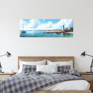 Wide Seascape Mediterranean Bay Canvas Print