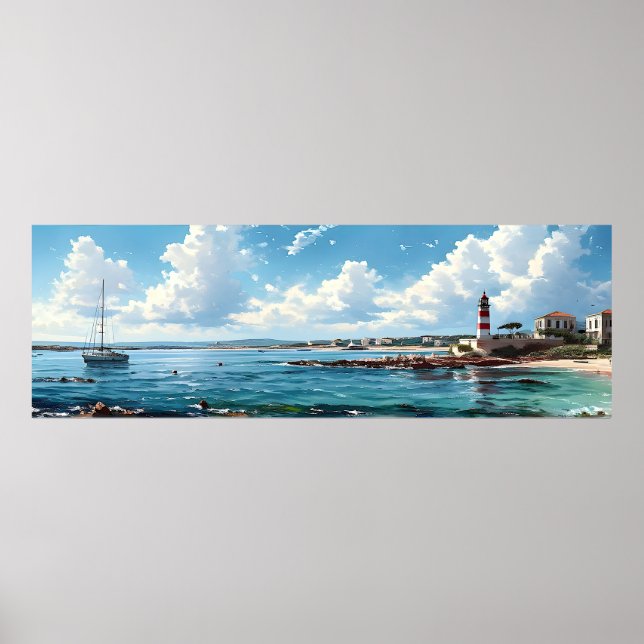 Wide Seascape Mediterranean Bay Poster (Front)