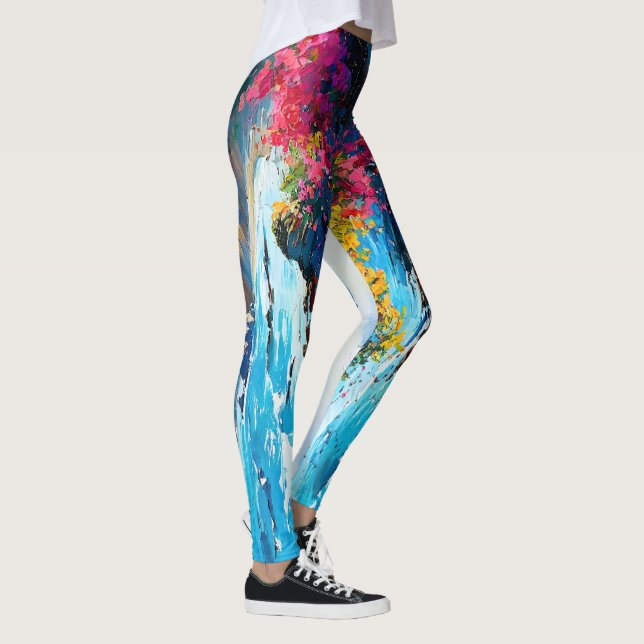 Wide Seascape Mediterranean Beach and Rocks       Leggings (Right)