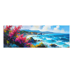 Wide Seascape Mediterranean Beach and Rocks Photo Print