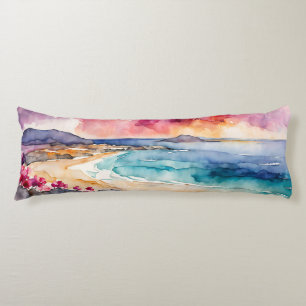 Wide Seascape Mediterranean Purple Serenity      Body Pillow