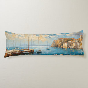 Wide Seascape Mediterranean Quiet Coastal Retreat Body Pillow