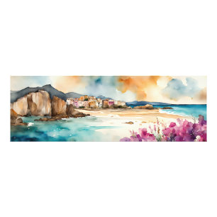 Wide Seascape Mediterranean Village by Sea Photo Print