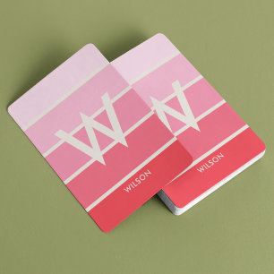 Wide Soft Pink Gradient Striped Monogram Personal Playing Cards