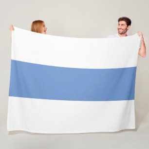 Wide Sporty Light Blue White Wide Nautical Stripes Fleece Blanket