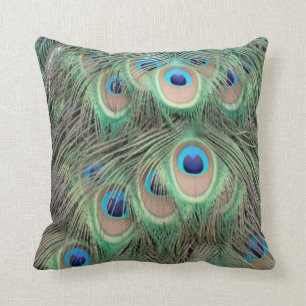 Wide Spreed Of Peacock Eyes Throw Pillow