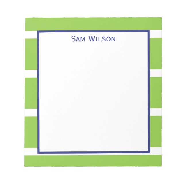Wide Stripe Lime Green Notepad (Front)