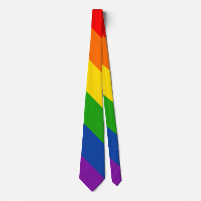 Wide-Stripe Rainbow LGBTQ+ Pride Flag, Gay Pride Tie (Front)