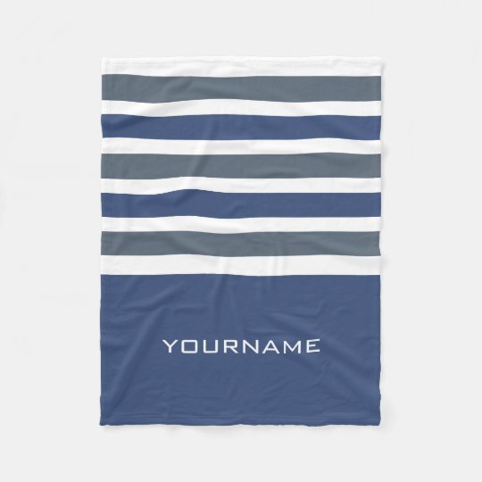 Wide Stripes custom monogram fleece blanket