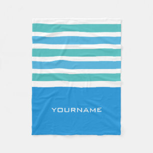 Wide Stripes custom monogram fleece blanket