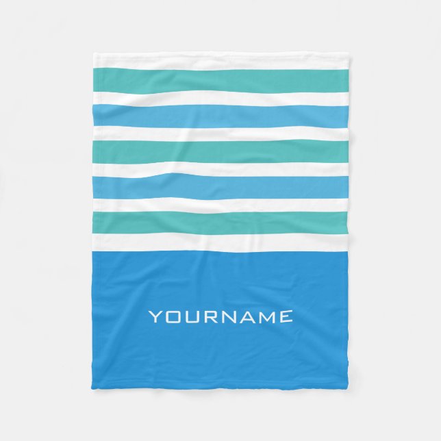 Wide Stripes custom monogram fleece blanket (Front)