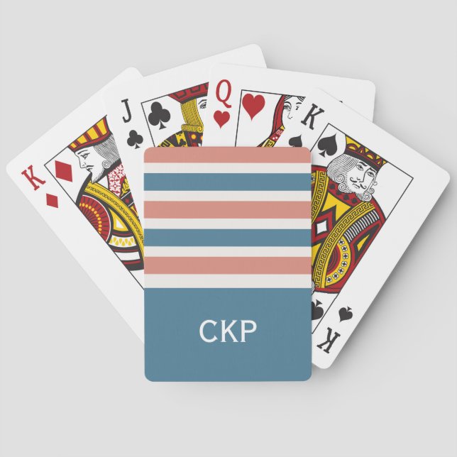 Wide Stripes custom monogram playing cards (Back)