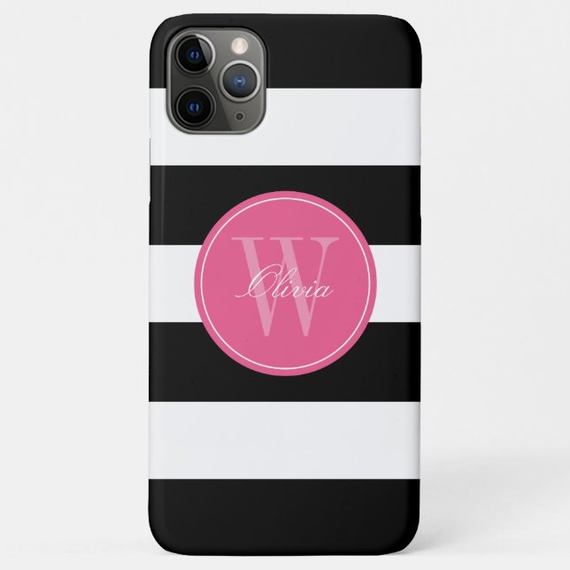 Wide Stripes Pattern Monogram Case-Mate iPhone Case (Back)