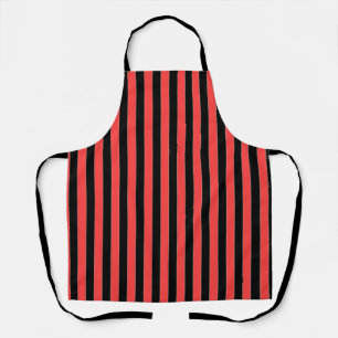 Wide Stripes Red Black  Apron