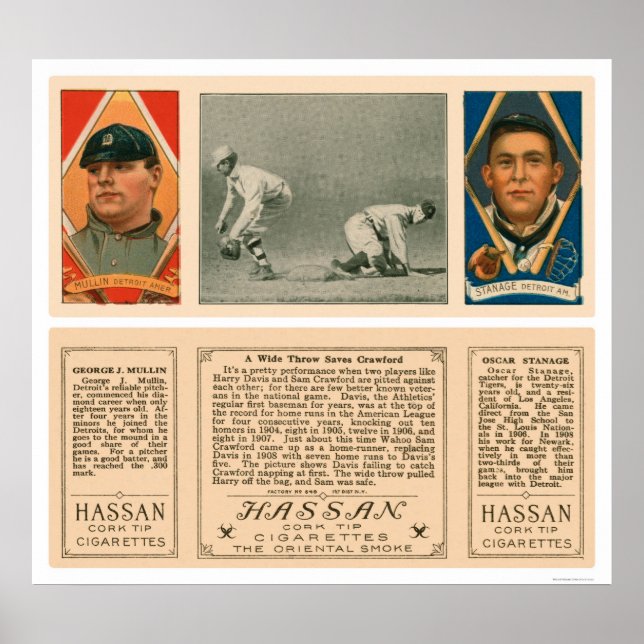 Wide Throw At First Tigers Baseball 1912 Poster (Front)