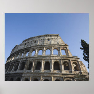 Wide view looking up at the Roman Colosseum with Poster