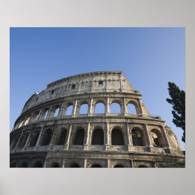 Wide view looking up at the Roman Colosseum with Poster (Front)