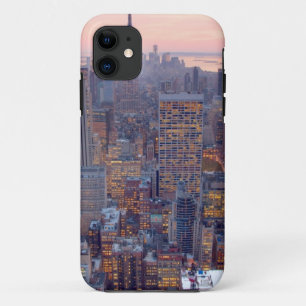 Wide view of Manhattan at sunset iPhone 11 Case