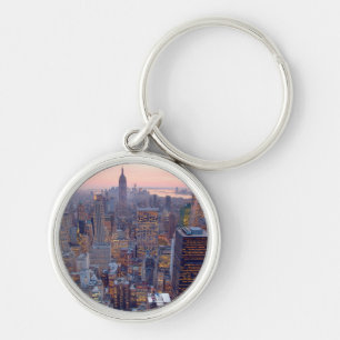 Wide view of Manhattan at sunset Keychain