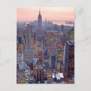Wide view of Manhattan at sunset Postcard