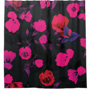 Wide vintage floral, stylized tulips pattern.