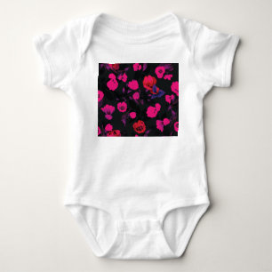 Wide vintage floral, stylized tulips pattern. baby bodysuit
