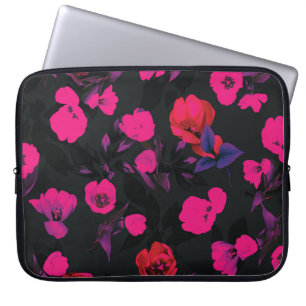 Wide vintage floral, stylized tulips pattern. laptop sleeve