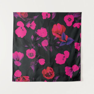 Wide vintage floral, stylized tulips pattern. tapestry