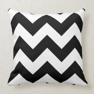 Wide Zigzag Pattern Black & White Throw Pillow